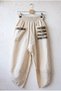 Beige Embroidered Pocketed Elastic Waist Shalwar Leg Casual Linen Look Woven Trousers 90 68 - 2