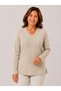 Women's Stone Ribbed Slit Mother Blouse for Middle Ages and Above