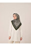 Khaki Green Floral Patterned 90X90 Square Shawl