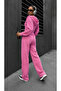 Women's Sporty Stylish Zippered Three-Thread Non-Printed Fabric Top and Bottom Tracksuit Set 0057 - 4