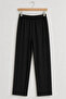 Women's Black Cotton Combed Cotton Trousers Lined with Lining That Doesn'T Show Through, Flexible, Comfortable, Wide Legs
