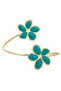 Women's Gold Color Compression Enamel Flower Figured Arm Pazu Bracelet - 2