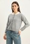 Women's Baby Collar Sleeve Detailed Knitwear Gray Cardigan - 2
