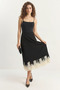 Women's Layered Lace Detailed Lined Midi Black Skirt - 3