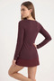Women's V-Neck Lace Viscose Burgundy Blouse - 6