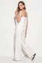 Women's Thin Strap Lace Detailed Blouse Elastic Waist Pocket Detailed Trousers Linen White Set - 6