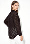 Women's Embossed Patterned Transparent Textured Oversize Cotton Bitter Brown Shirt - 5