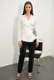 Women's Double-Breasted Satin White Shirt