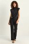 Women's Accessory Detailed Padded Blouse High Waist Ribbed Black Set