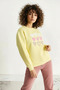 Women's Crew Neck Heart Embroidered Three-Thread Lemon Yellow Sweatshirt - 6