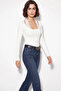 Women's Tie-Up Lace Gothic Long Sleeve White Blouse - 3