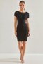Women's Ribbed Camisole Black Dress - 3