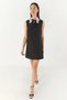 Women's Lace Collar Bow Detailed Mini Black Dress - 3