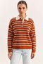 Women's Polo Collar Striped Knitwear Tile Sweater - 3