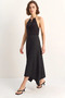 Women's Button Detailed Asymmetrical Cut Knitted Black Skirt with Elastic Waist - 3