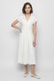 Women's Polo Collar Pocket Short Sleeve Combed Cotton Midi White Dress - 5