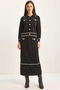 Women's Gold Button Detailed Long Skirt Knitwear Black Top and Bottom Set