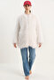 Women's Double Button Detailed Hooded Lined Tibetan White Coat - 7