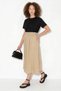 Women's Large Pocket Detailed Waist Adjustable Parachute Skirt Dress Black Beige - 3