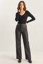 Women's High Waist Faux Leather Palazzo Black Trousers - 5