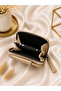 Honeycomb Patterned Tassel Detailed Zippered Multi-Compartment Card Holder Wallet - 3