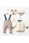 0-3 Months Baby Boy Hospital Release Set with Straps and Pants, 100% Cotton, Set of 5 - 2
