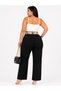 Plus Size Belted High Waist Pocketed Cotton Wide Leg Women's Trousers - 4
