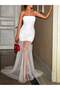 Women's Strappy Long Tulle Dress - 4