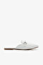 White Genuine Leather Buckle Women's Slippers - 5