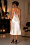 Ecru Lace Detailed Satin Nightgown - 4