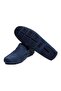 Dark Blue Color Laceless Genuine Leather Men's Shoes - 3