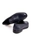 Dark Blue Color Laceless Genuine Leather Men's Shoes - 2