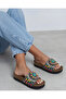 Women's Colorful Bead Embroidered Stylish Summer Slippers with Wedge Heels - 3
