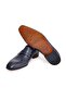 Dark Blue Color Laceless Genuine Leather Leather Sole Men's Shoes - 3