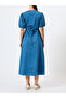 Women Zaves Chambray Denim Puff Sleeve Midi Dress - 8