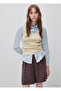 Women's Beige Cotton Blend Ribbed Undershirt