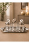 Vivalli Silver Forged Metal Tray 3-Piece Glass Jar Set with Stoned Handles Spice Jar Sugar Bowl (50X20 cm) - 2