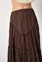 Women's Brown Pieced Voile Gypsy Long Skirt 31207 - 7