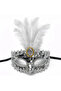 Luxury Silver Feathered and Stoned Prom Mask - 2