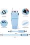 Water Bottle Carrier Bag with Phone Pocket for Stanley 40oz Tumbler with Handle, Water Bottle Holder Pouch with Adjustable Shoulder Strap & Straw Cover for Hiking Travelling Camping (blue) - 4
