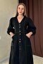 Black Balloon Sleeve Denim Dress - 3