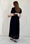 Black Balloon Sleeve Belted Dress - 4