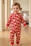 Girl's Cherry and Daisy Patterned Red Long Sleeve Bottom Top Pajama Set - 2
