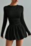 Crew Neck Mini Balloon Dress Jt9189 - 2