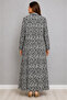 Plus Size Patterned Viscose Dress Black - 4