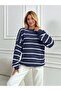 Striped Women's Oversize Knitwear Sweater - 3