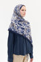 Crispy Floral Pattern Soft Cotton Shawl - Navy Blue - 4