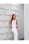 Women's White Deep V-Neck Rope Strap Lace Maxi Dress Elt7252 - 2