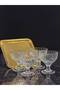 5-Piece Gold Olia Glass Bowl Set – Crystal Patterned Ice Cream and Dessert Bowl with Square Tray - 6