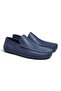 Dark Blue Printed Leather - Magniani Dark Blue Color Laceless Genuine Leather Men's Shoes